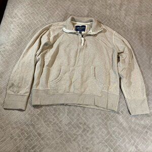 American Eagle Mens XL Sweatshirt Beige 1/4 Zip Pullover Preppy Y2K Logo